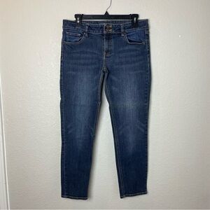 New York & Company Low Rise Skinny Jeans - Dark Blue Size 6